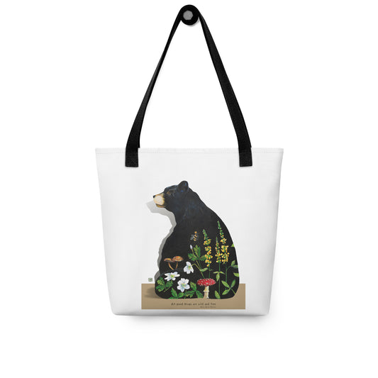 Black Bear/Wildflowers Tote bag